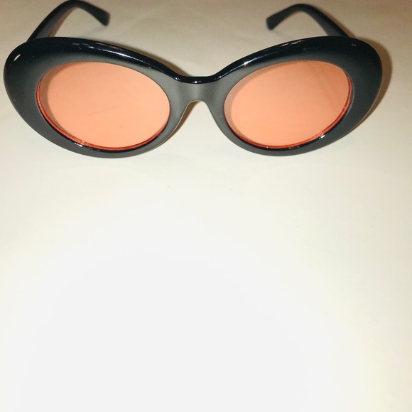 Vintage 90s Y2K Thick Oval Sunglasses Black Red Tinted Lens Retro Cyber Y2K Goth